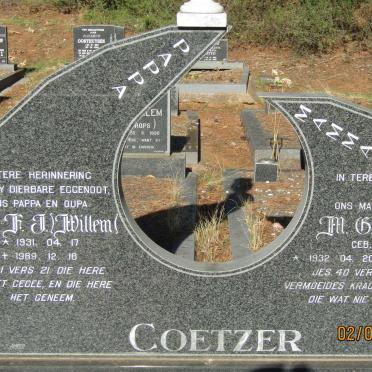 COETZER W.J F.J. 1931-1989 &amp;  M.C. HATTINGH 1932-2014