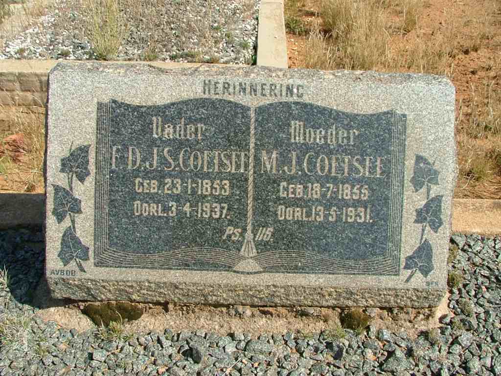 COETSEE F.D.J.S 1853-1937 & M.J. 1855-1931