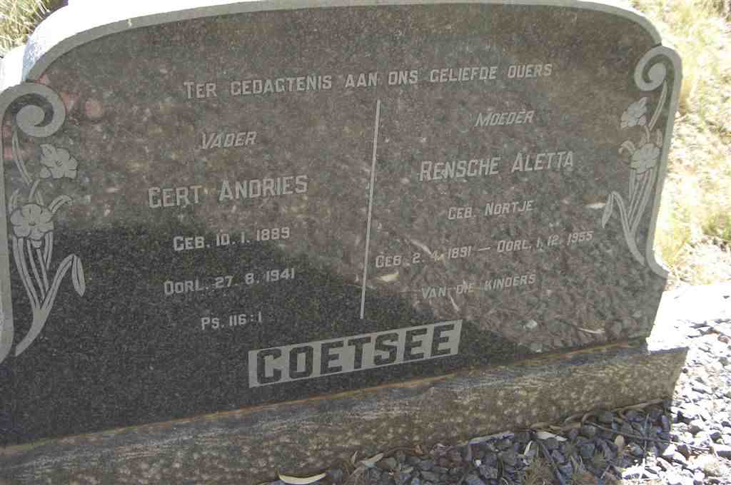COETSEE Gert Andries 1889-1941 & Rensche Aletta NORTJE 1891-1955
