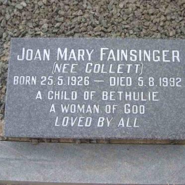 FAINSINGER Joan Mary nee COLLETT 1926-1992