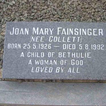 FAINSINGER Joan Mary nee COLLETT 1926-1992