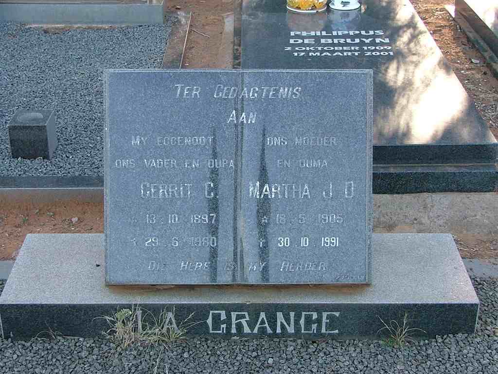 GRANGE Gerrit C., la 1897-1980 & Martha J.O. 1905-1991