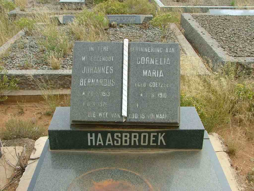 HAASBROEK Johannes Bernardus 1913-1976 & Cornelia Maria COETZEE 1910-