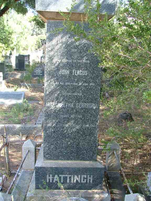 HATTINGH John Fergus 1882-1942 & Margaretha Gertruida HATTINGH 1888-1968