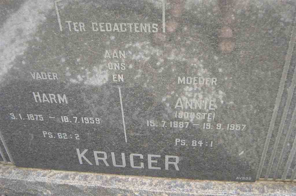 KRUGER Harm 1875-1959 & Annie JOOSTE 1887-1957