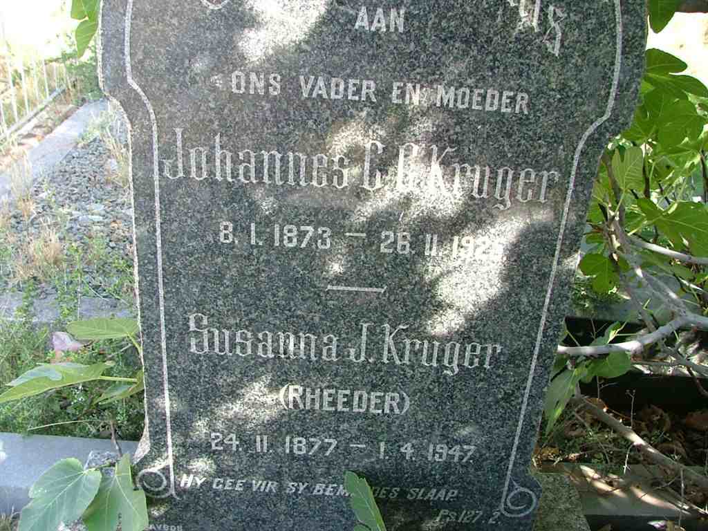 KRUGER Johannes C.G. 1873-1925 & Susanna J. RHEEDER 1877-1947
