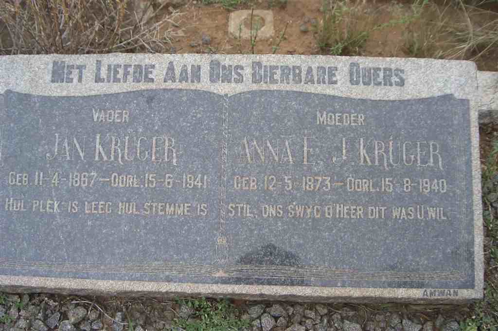 KRUGER Jan 1867-1941 & Anna E. J. 1873-1940