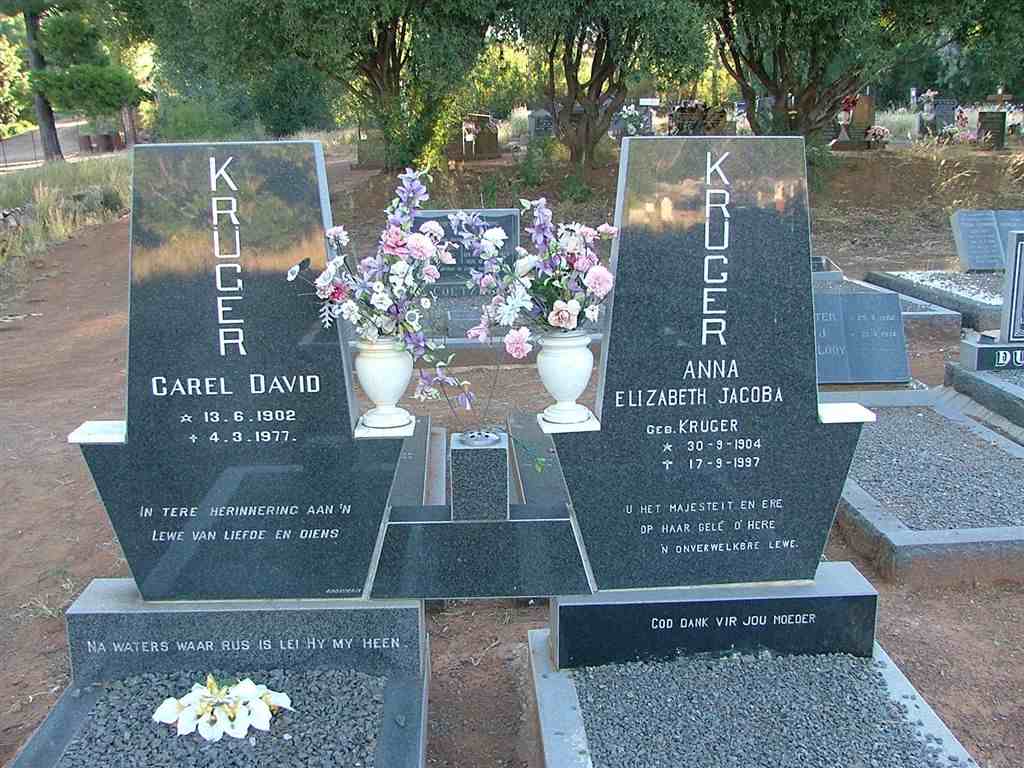 KRÜGER Carel David 1902-1977 & Anna Elizabeth Jacoba KRUGER 1904-1997