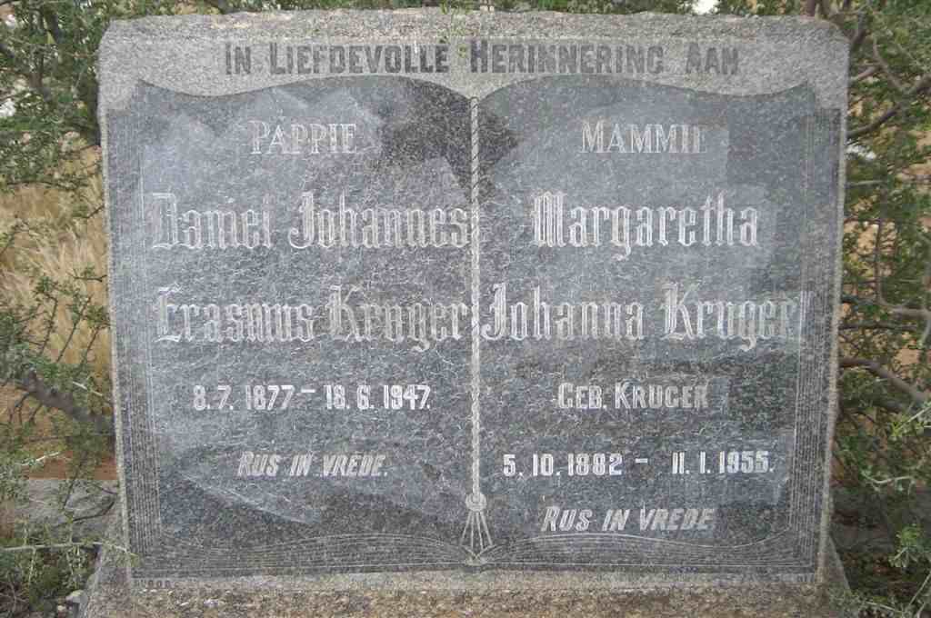 KRUGER Daniel Johannes Erasmus 1877-1947 & Margaretha Johanna KRUGER 1882-1955