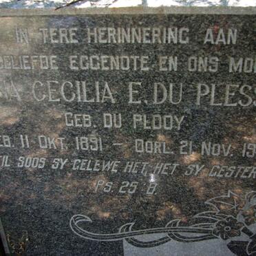 PLESSIS Anna Cecilia E., du nee DU PLOOY 1891-1963