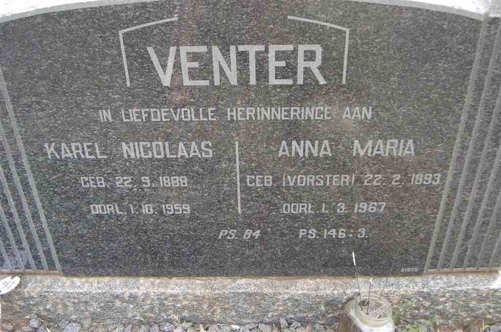 VENTER Karel Nicolaas 1888-1959 & Anna Maria VORSTER 1893-1967