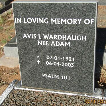 WARDHAUGH Avis L. nee ADAM 1921-2003