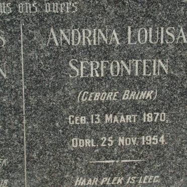 SERFONTEIN Andrina Louisa nee BRINK 1870-1954
