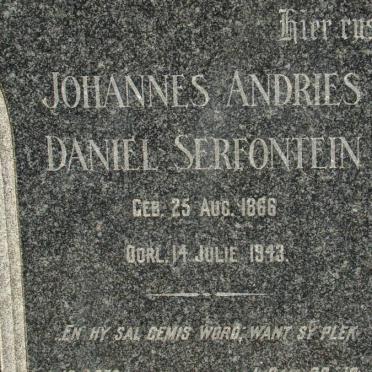 SERFONTEIN Johannes Andries Daniel 1866-1943  