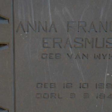 ERASMUS Anna Francina, nee VAN WYK 1880-1942