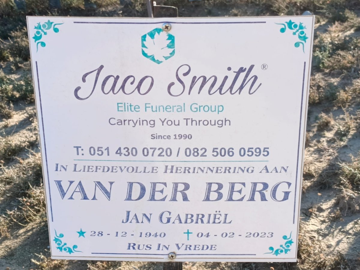 BERG Jan Gabriel, van der 1940-2023