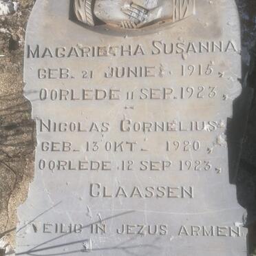 CLAASSEN Magarietha Susanna 1915-1923 :: CLAASSEN Nicolas Cornelius 1920-1923