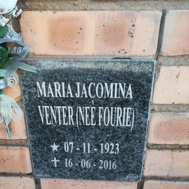 VENTER Maria Jacomina nee FOURIE 1923-2016