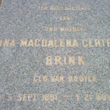 BRINK Anna Magdalena Gertruida nee VAN ROOYEN 1891-1978