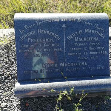 BRANDT Johann Henderich Frederich 1867-1956 &amp; Heiltje Marthina Magdelena BRITZ 1872-1958 