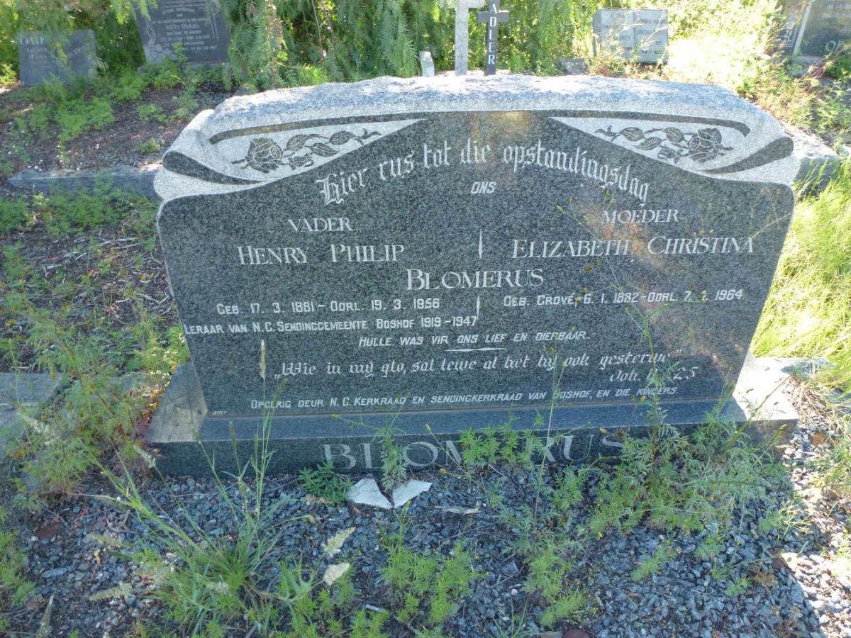 BLOMERUS Henry Philip 1881-1956 & Elizabeth Christina GROVÉ 1882-1964