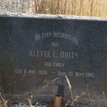 BRITS Aletta L. nee EARLY 1906-1941