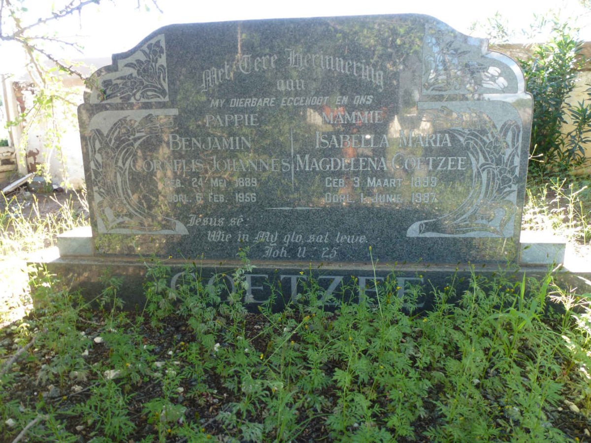 COETZEE Benjamin Cornelis Johannes 1889-1956 & Isabella Maria Magdelena 1899-1987