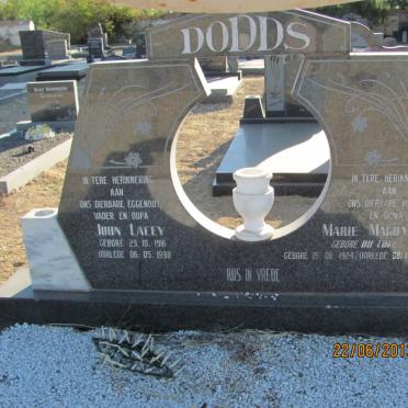 DODD John Lacey 1916-1998 &amp; Marie Magdalena DU TOIT 1924-2008
