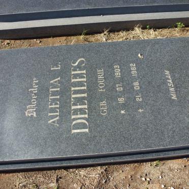 DEETLEFS Aletta E. nee FOURIE 1903-1982