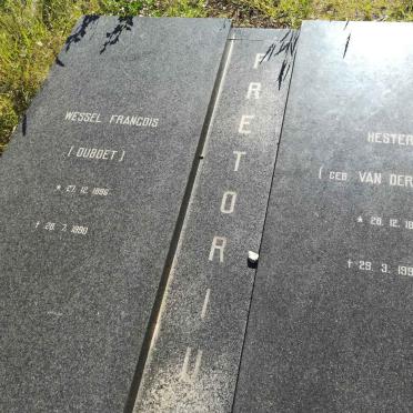 PRETORIUS Wessel Francois 1896-1990 &amp; Hester VAN DER WALT 1896-1993