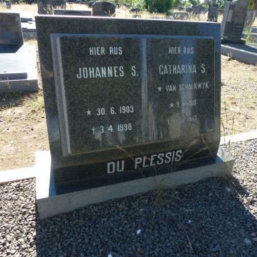 PLESSIS Johannes S., du 1903-1998 &amp; Catharina S. VAN SCHALKWYK 1911-1973