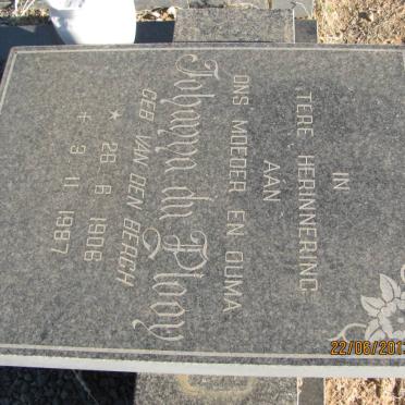 PLOOY Johanna, du nee VAN DEN BERGH 1906-1987
