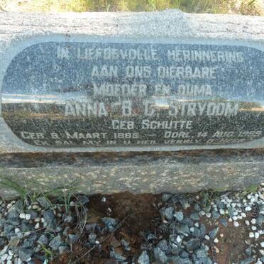 STRYDOM Anna B.L. nee SCHUTTE 1885-1959