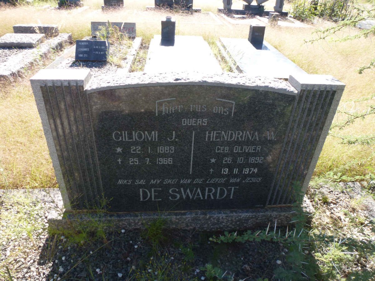 SWARDT Giliomi J., de 1883-1966 & Hendrina W. OLIVIER 1892-1974