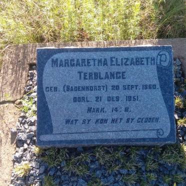 TERBLANCHE Margaretha Elizabeth nee BADENHORST 1860-1951