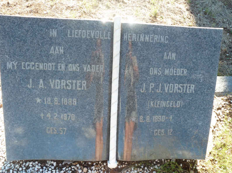 VORSTER J.A. 1888-1970 & J.P.J. KLEINGELD 1890-