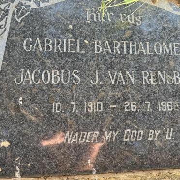 RENSBURG Gabriel Barthalomeus Jacobus, J. van 1910-1962