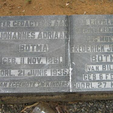 BOTMA Johannes Adriaan 1861-1936 &amp; Frederick Johannes VAN BILJON 1881-1947