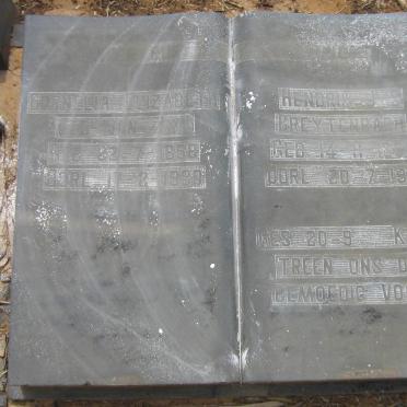 BREYTENBACH Hendrik J.S. 1856-1929 &amp; Cornelia Elizabeth VAN ZYL 1858-1930