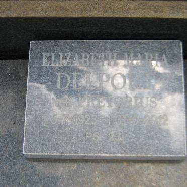DELPORT Elizabeth Maria nee PRETORIUS 1923-2012