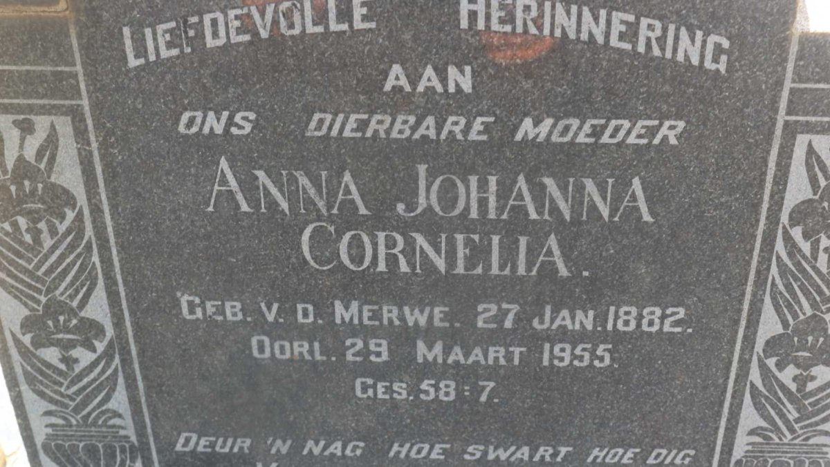 HATTINGH Johannes Michiel 1873-1952 & Anna Johanna Cornelia V.D. MERWE 1882-1955