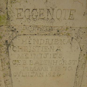 MEINTJIES Hendrieka Christiena nee BADENHORST 1870-1926