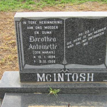McINTOSH Dorothea Antoinette nee MARAIS 1894-1986