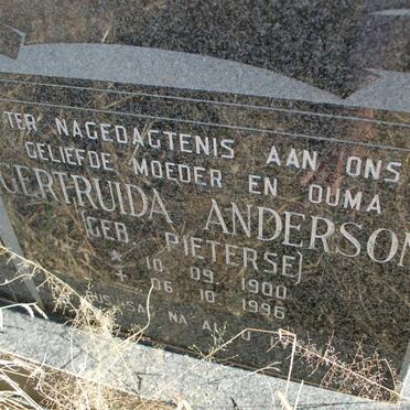 ANDERSON Gertruida nee PIETERSE 1900-1996