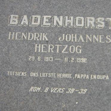 BADENHORST Hendrik Johannes Hertzog 1913-1992