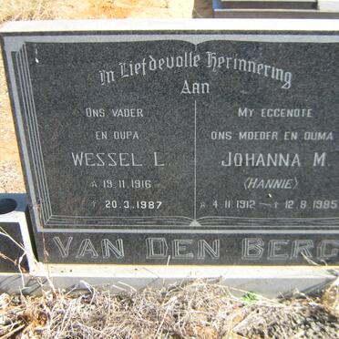 BERG Wessel L., van den 1916-1987 &amp; Johanna M. 1912-1985