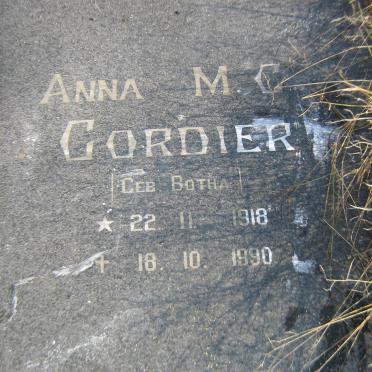 CORDIER Anna M.C. nee BOTHA 1918-1990