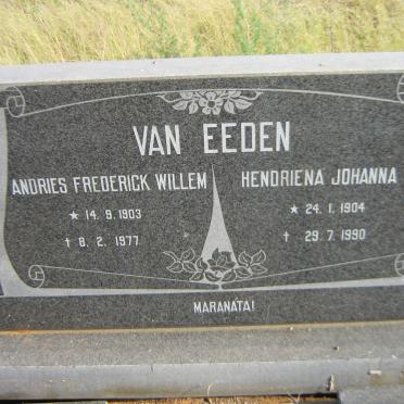 EEDEN Andries Frederick Willem, van 1903-1977 &amp; Hendriena Johanna 1904-1990