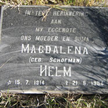 HELM Magdalena nee SCHOEMAN 1914-1984