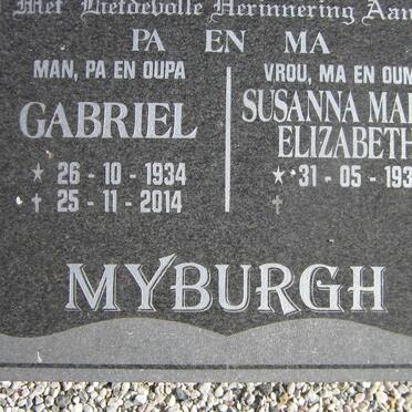 MYBURGH Gabriel 1934-2014 &amp; Susanna Maria Elizabeth 1939-